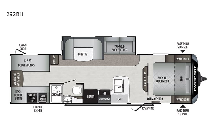 Representative floor plan provided by a trusted RVshare partner.