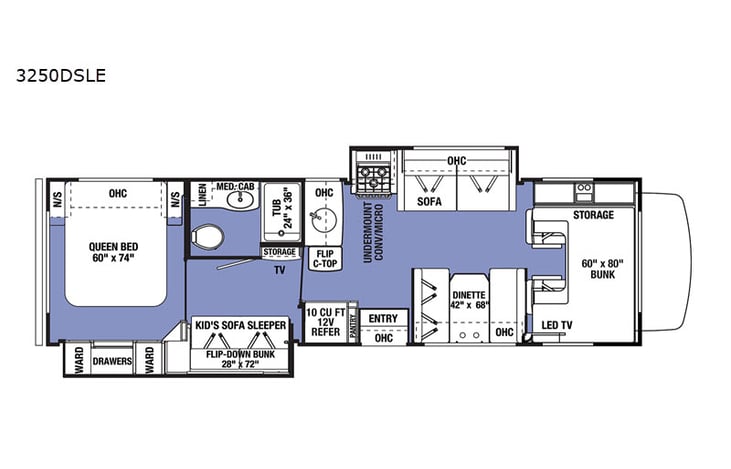 Representative floor plan provided by a trusted RVshare partner.
