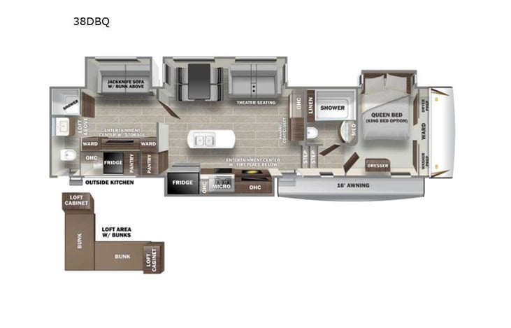 Representative floor plan provided by a trusted RVshare partner.
