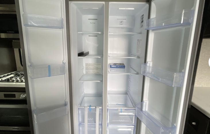 Large residential-type fridge.