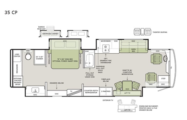 Representative floor plan provided by a trusted RVshare partner.