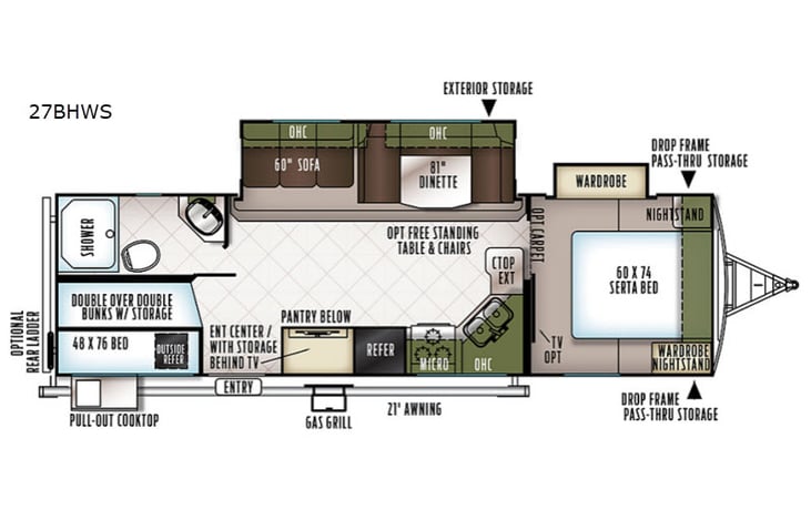 Representative floor plan provided by a trusted RVshare partner.