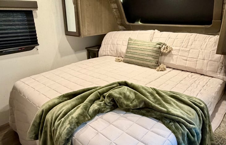 KING bed with an upgraded mattress in the primary bedroom