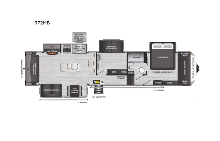 Representative floor plan provided by a trusted RVshare partner.