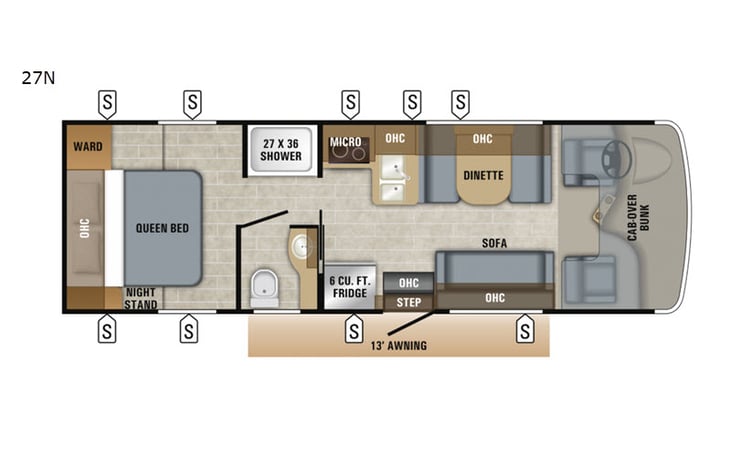 Representative floor plan provided by a trusted RVshare partner.