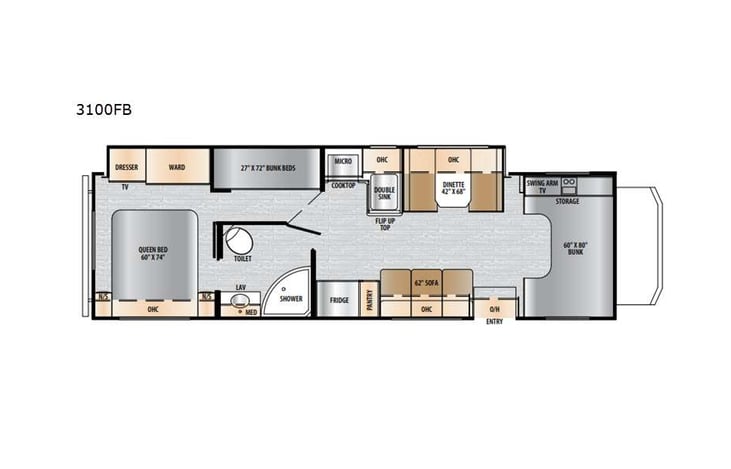 Representative floor plan provided by a trusted RVshare partner.