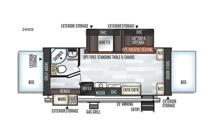 Representative floor plan provided by a trusted RVshare partner.