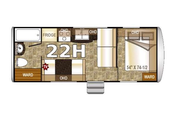 Representative floor plan provided by a trusted RVshare partner.