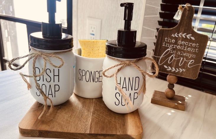 hand soap, dish soap, and new sponge included with every rental.