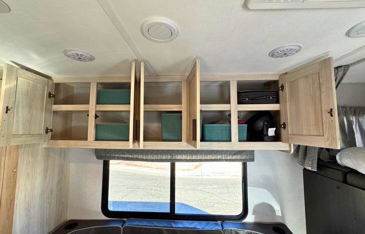 Tool kit, safety kit, first aid kit and fan included.