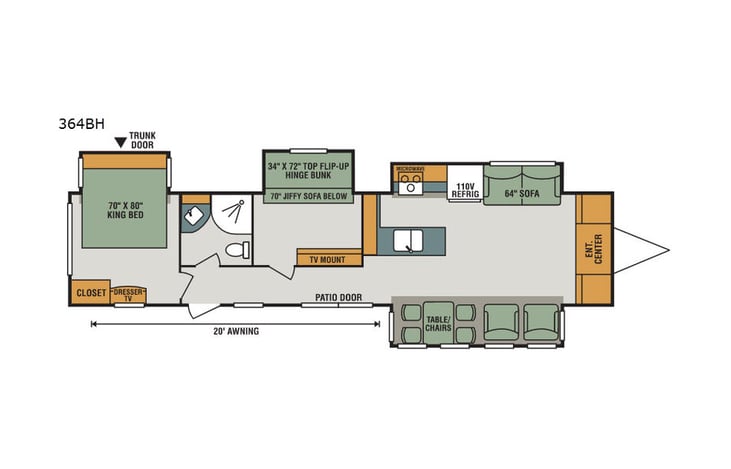 Representative floor plan provided by a trusted RVshare partner.