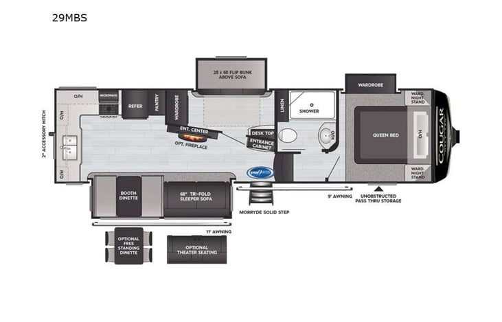 Representative floor plan provided by a trusted RVshare partner.