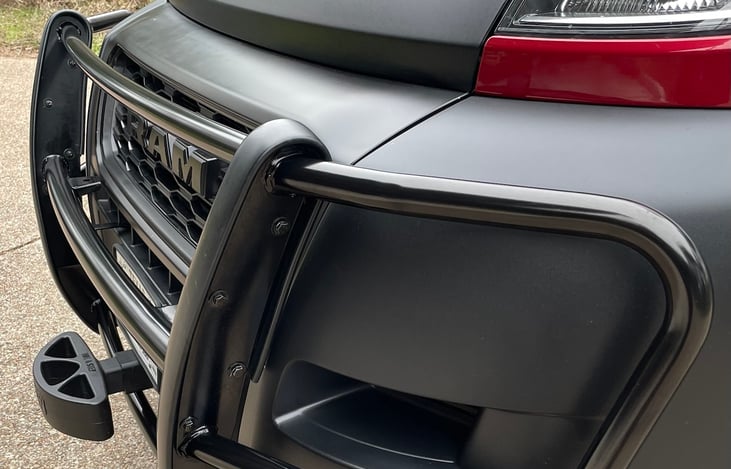 Front grille guard and front hitch with bumper mounted.