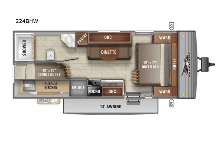 Representative floor plan provided by a trusted RVshare partner.