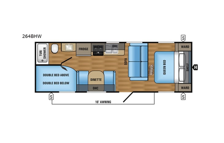 Representative floor plan provided by a trusted RVshare partner.
