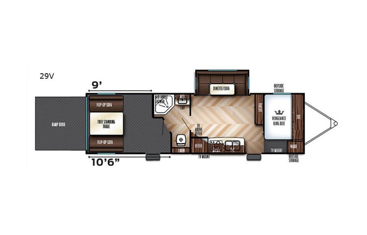 Representative floor plan provided by a trusted RVshare partner.