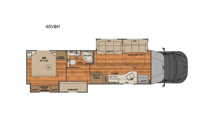 Representative floor plan provided by a trusted RVshare partner.