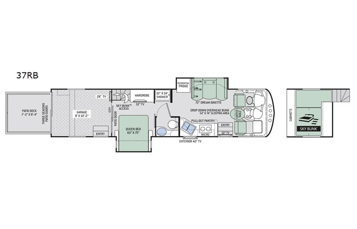 Representative floor plan provided by a trusted RVshare partner.