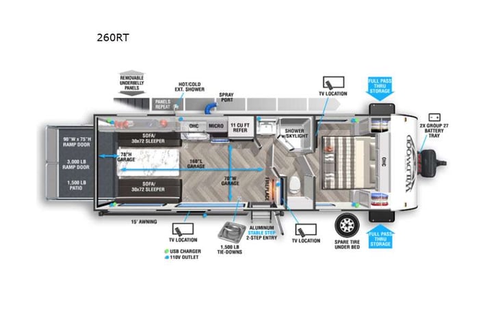 Representative floor plan provided by a trusted RVshare partner.