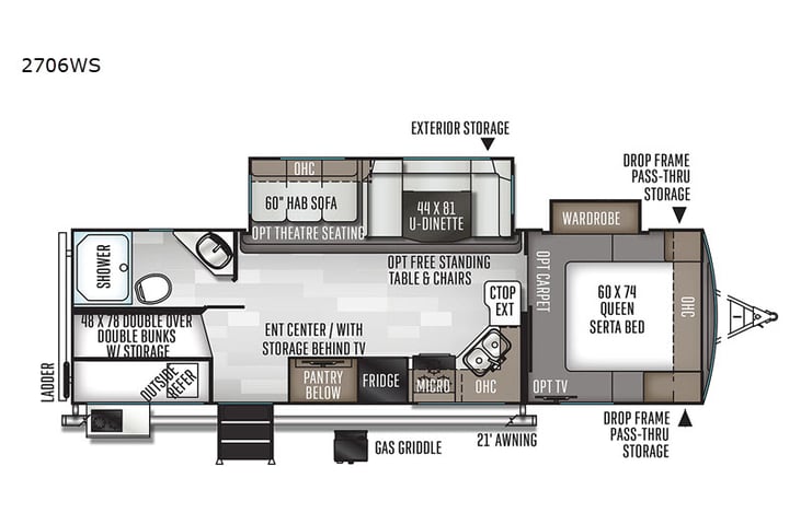 Representative floor plan provided by a trusted RVshare partner.