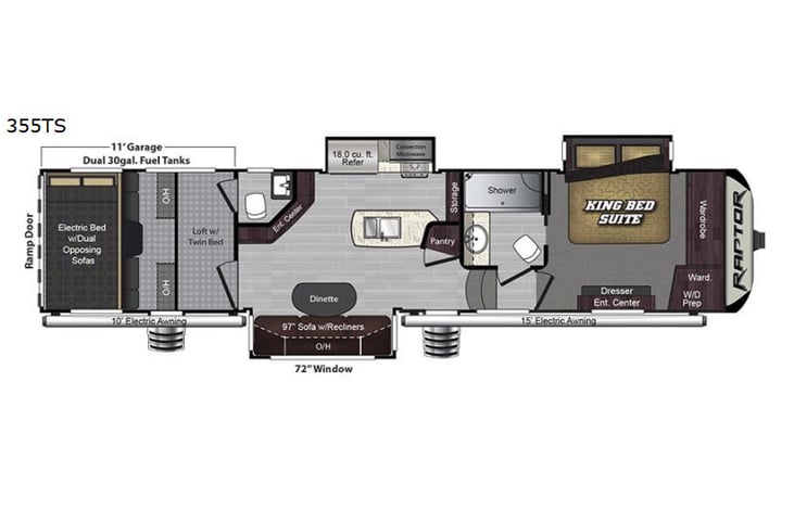 Representative floor plan provided by a trusted RVshare partner.