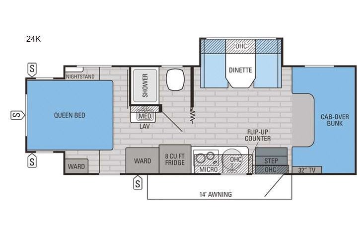 Representative floor plan provided by a trusted RVshare partner.