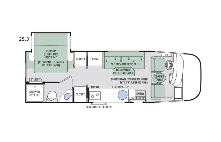 Representative floor plan provided by a trusted RVshare partner.