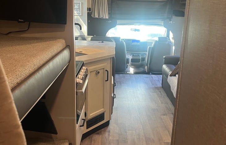 Long view inside cabin.