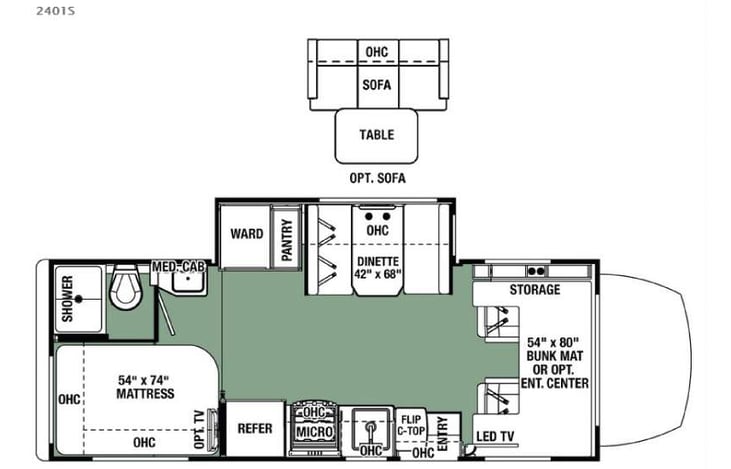 Representative floor plan provided by a trusted RVshare partner.