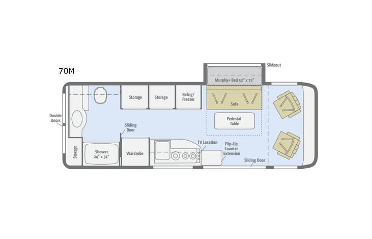 Representative floor plan provided by a trusted RVshare partner.