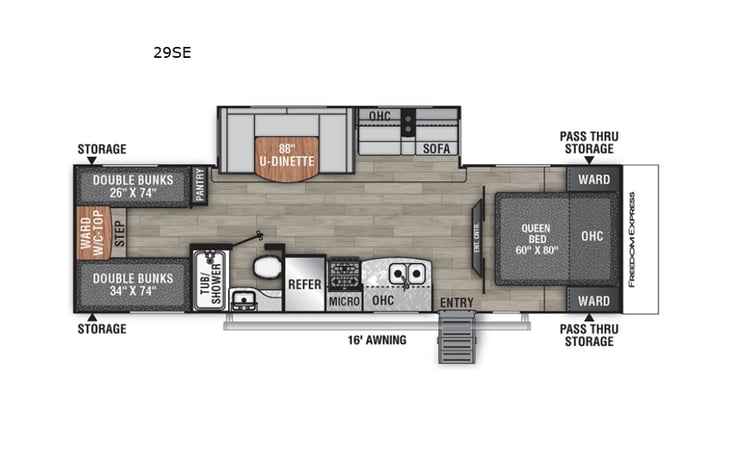 Representative floor plan provided by a trusted RVshare partner.