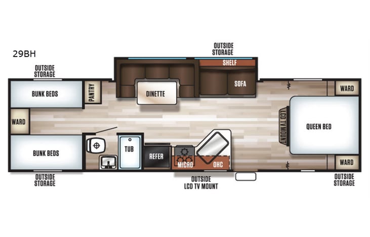 Representative floor plan provided by a trusted RVshare partner.
