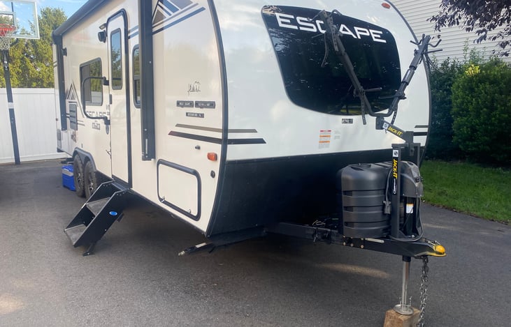 Front of Trailer with bike rack for 2 bikes.