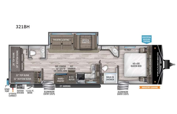 Representative floor plan provided by a trusted RVshare partner.