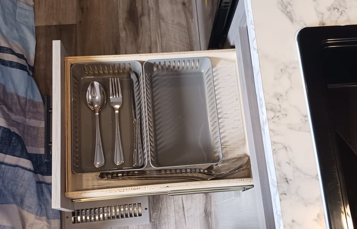 silverware and an extra basket