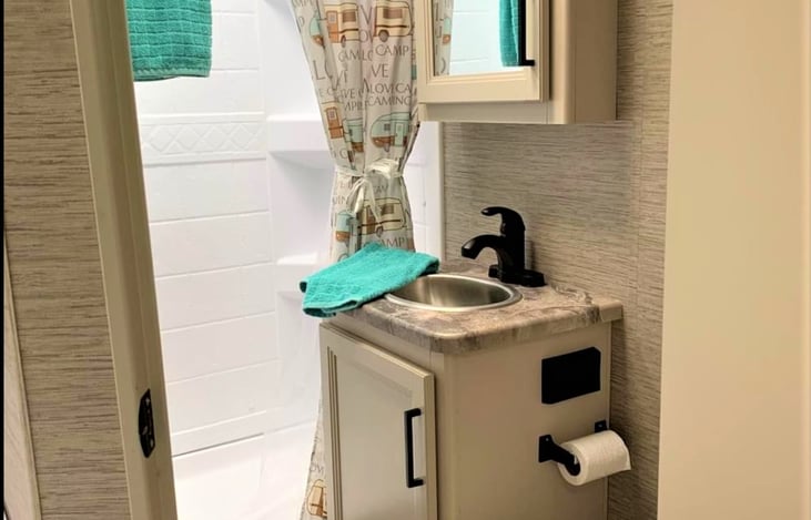 Spacious bathroom and shower!