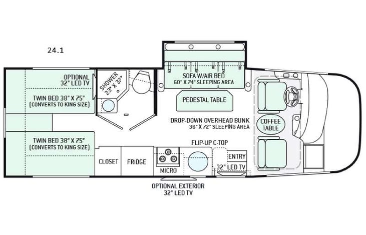 Representative floor plan provided by a trusted RVshare partner.