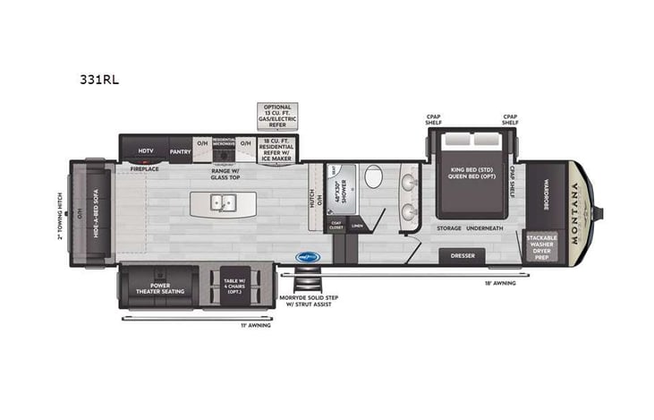Representative floor plan provided by a trusted RVshare partner.
