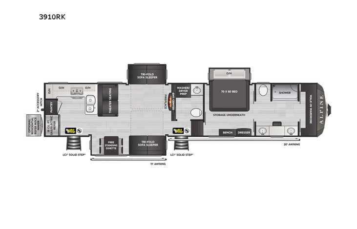 Representative floor plan provided by a trusted RVshare partner.