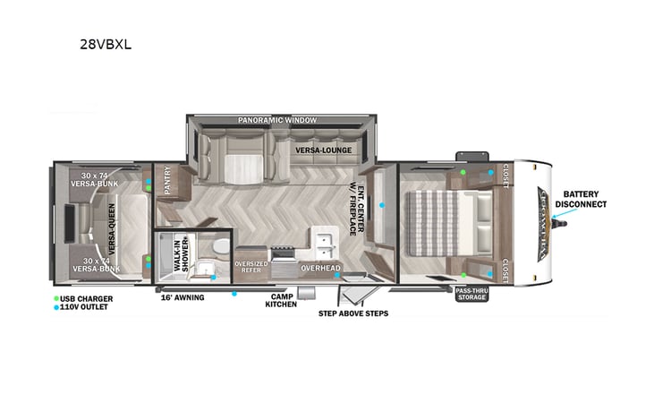 Representative floor plan provided by a trusted RVshare partner.