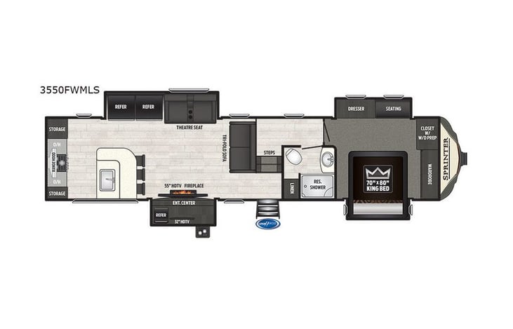 Representative floor plan provided by a trusted RVshare partner.