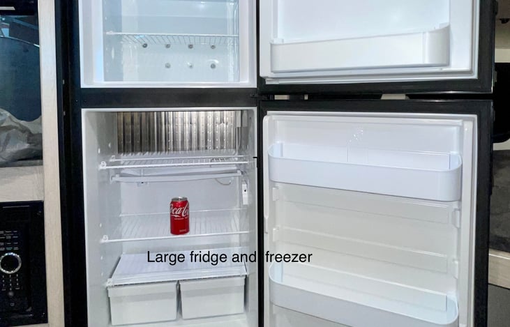 Large fridge and freezer to hold your food supplies--and ice cream!