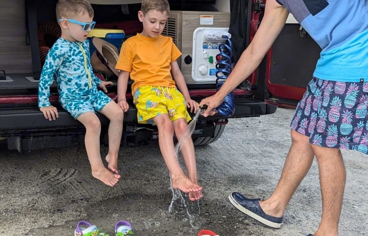 Rinse off after a fun day at the beach.