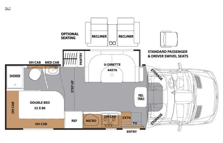 Representative floor plan provided by a trusted RVshare partner.
