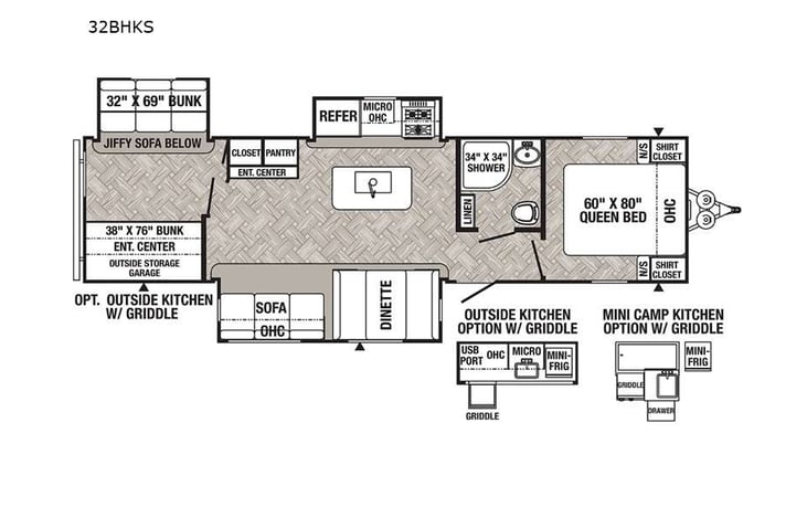 Representative floor plan provided by a trusted RVshare partner.