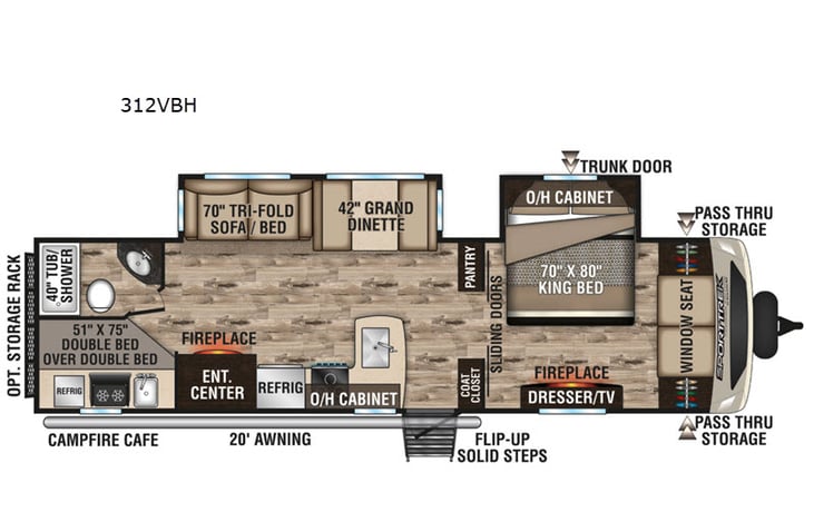Representative floor plan provided by a trusted RVshare partner.