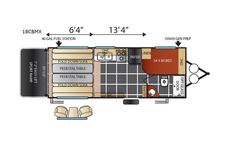 Representative floor plan provided by a trusted RVshare partner.