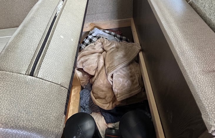 The kitchen benches have storage underneath.