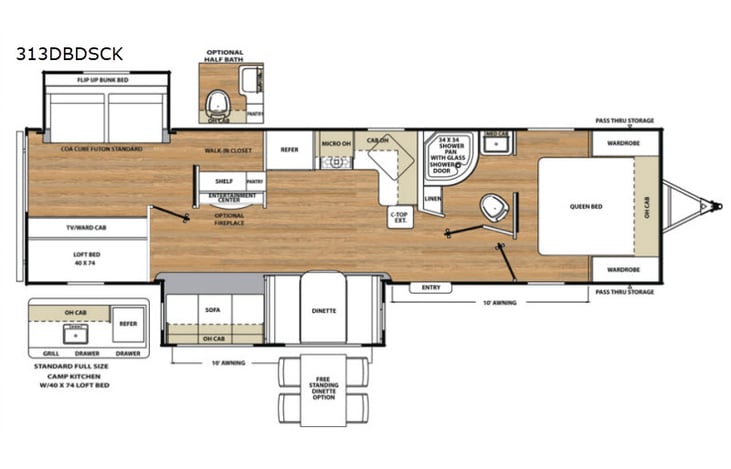 Representative floor plan provided by a trusted RVshare partner.