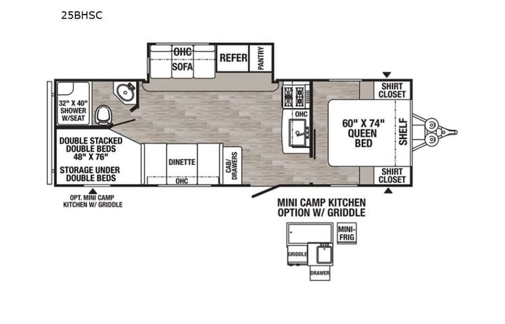 Representative floor plan provided by a trusted RVshare partner.